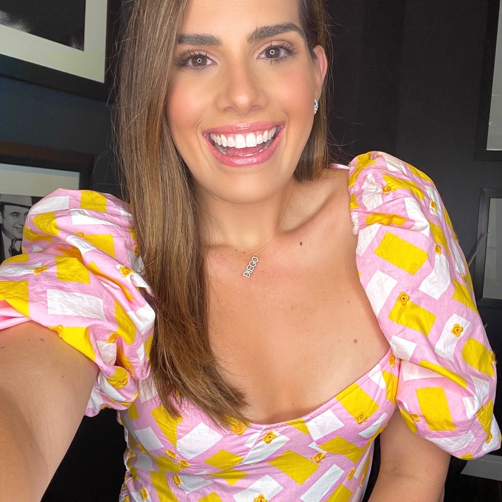 Pink and yellow printed bodysuit